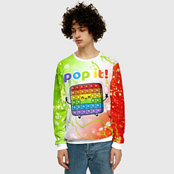 Свитшот мужской Pop It - Happy - Lightning, цвет: 3D-белый — фото 2