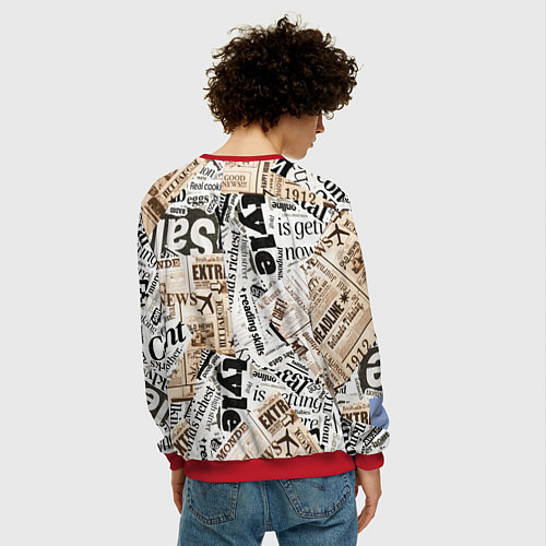 Мужской свитшот Газета / 3D-Красный – фото 4