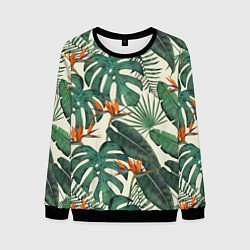Свитшот мужской Тропический паттерн, цвет: 3D-черный