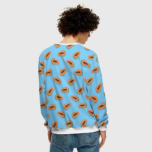 Мужской свитшот Папайа паттерн / 3D-Белый – фото 4