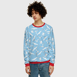 Свитшот мужской Чайки в небе паттерн, цвет: 3D-красный — фото 2