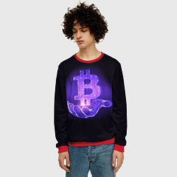Свитшот мужской BITCOIN IN HAND БИТКОИН, цвет: 3D-красный — фото 2
