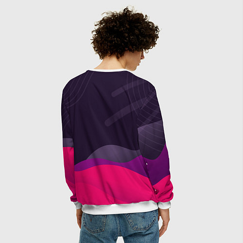 Мужской свитшот Игра в кальмара - с милым котиком / 3D-Белый – фото 4