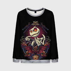 Свитшот мужской Скелет Хэллоуин, цвет: 3D-меланж