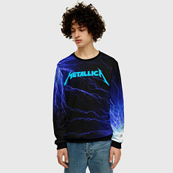 Свитшот мужской METALLICA BLUE FLASH МЕТАЛЛИКА СИНИЕ МОЛНИИ, цвет: 3D-черный — фото 2