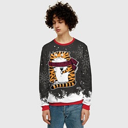 Свитшот мужской Тигр с бокалом вина, цвет: 3D-красный — фото 2