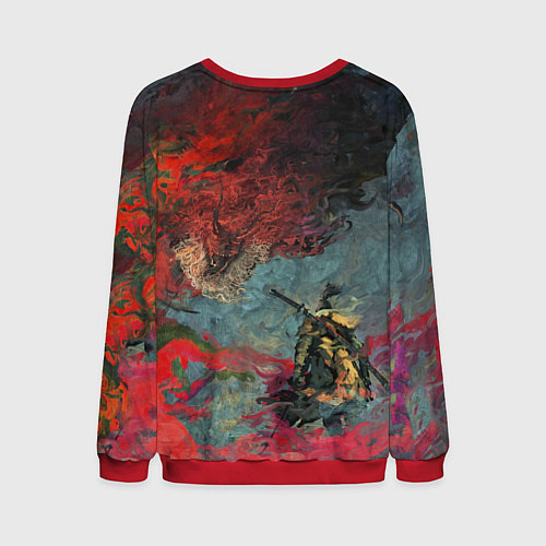 Мужской свитшот Sekiro Самурай против дракона / 3D-Красный – фото 2