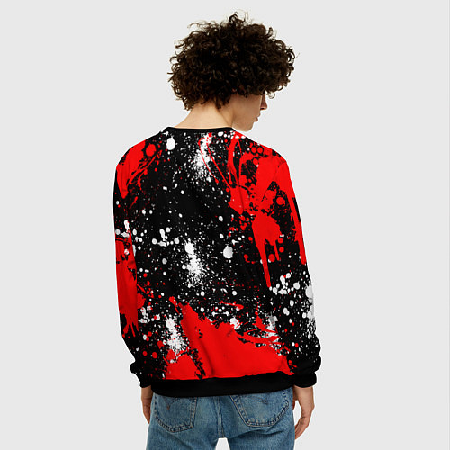 Мужской свитшот Free Fire: Брызги и капли красок / 3D-Черный – фото 4