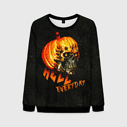 Свитшот мужской Helloween череп тыква scull pumkin, цвет: 3D-черный