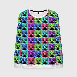 Свитшот мужской МАЙНКРАФТ MINECRAFT ЦВЕТНЫЕ КРИПЕРЫ, цвет: 3D-белый