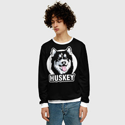 Свитшот мужской Собака Хаски Husky, цвет: 3D-белый — фото 2