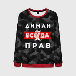 Свитшот мужской Диман всегда прав, цвет: 3D-красный