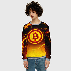 Свитшот мужской ОГНЕННЫЙ БИТКОИН HODL IT BITCOIN, цвет: 3D-меланж — фото 2