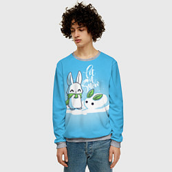Свитшот мужской Let it snow Зайчик и снежок, цвет: 3D-меланж — фото 2