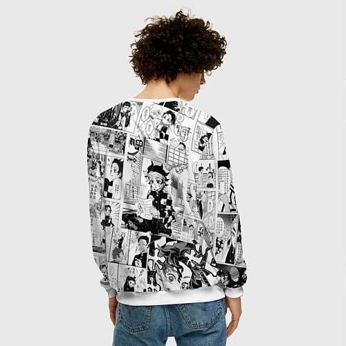 Мужской свитшот Танджиро Камадо на манге / 3D-Белый – фото 4