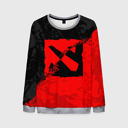 Мужской свитшот DOTA 2 RED BLACK LOGO, БРЫЗГИ КРАСОК