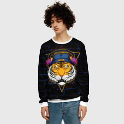 Свитшот мужской Тигр в наушниках SWAG, цвет: 3D-белый — фото 2