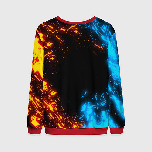 Мужской свитшот СИМВОЛЫ ВЕДЬМАКА ОГОНЬ И ВОДА / 3D-Красный – фото 2