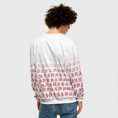 Мужской свитшот 02 ZERO TWO DARLING IN THE FRANXX ИЕРОГЛИФЫ / 3D-Белый – фото 4