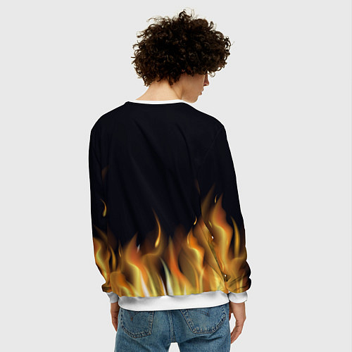 Мужской свитшот Тигр В Пламени / 3D-Белый – фото 4