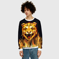 Свитшот мужской Тигр В Пламени, цвет: 3D-белый — фото 2