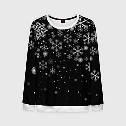 Свитшот мужской Снежинки - С Новый год, цвет: 3D-белый