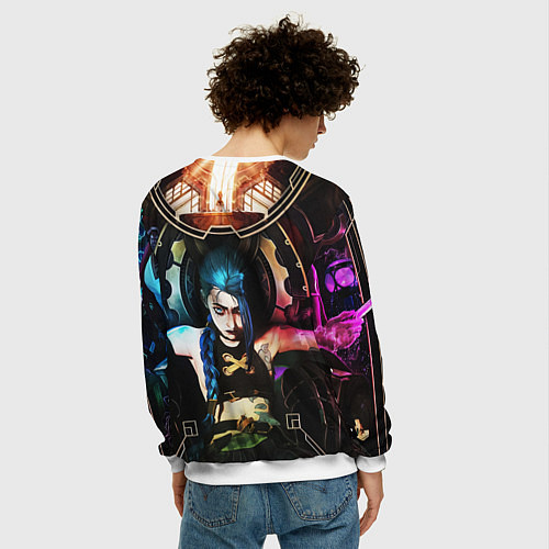 Мужской свитшот ARCANE JINX ОБЛОЖКА LEAGUE OF LEGENDS / 3D-Белый – фото 4
