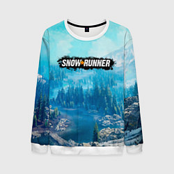 Свитшот мужской SnowRunner СноуРаннер логотип, цвет: 3D-белый