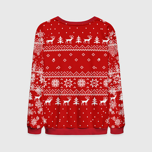 Мужской свитшот НОВОГОДНИЙ СВИТЕР С БЕЛЫМ ТИГРОМ 2022 / 3D-Красный – фото 2