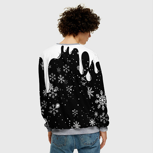 Мужской свитшот НОВОГОДНИЙ S T A L K E R 2 СНЕЖИНКИ / 3D-Меланж – фото 4