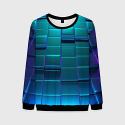 Свитшот мужской 3D квадраты неоновые, цвет: 3D-черный