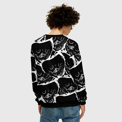 Мужской свитшот ОЧЕНЬ УЖАСНОЕ ЛИЦО ХАГГИ ВАГГИ / 3D-Черный – фото 4