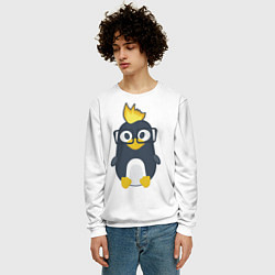 Свитшот мужской Linux пингвин Талисман для программистов, цвет: 3D-белый — фото 2