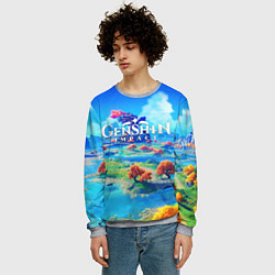 Свитшот мужской МИР ГЕНШИН ИМПАКТ WORLD GENSHIN IMPACT, цвет: 3D-меланж — фото 2