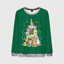 Свитшот мужской Коты Построение ёлкой, цвет: 3D-меланж