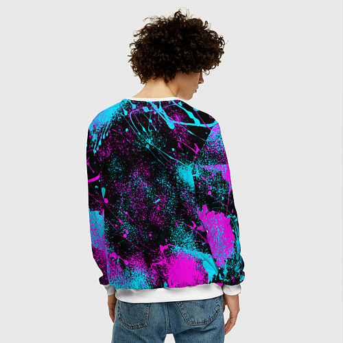 Мужской свитшот НЕОНОВЫЙ БТС NEON BTS / 3D-Белый – фото 4