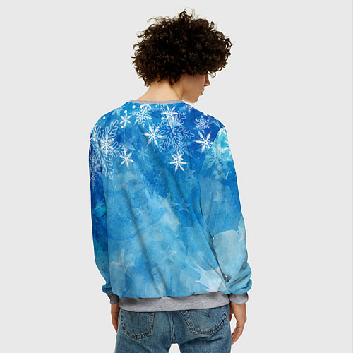 Мужской свитшот НОВЫЙ ГОД В МАЙНКРАФТ, СНЕЖИНКИ, 2022 / 3D-Меланж – фото 4