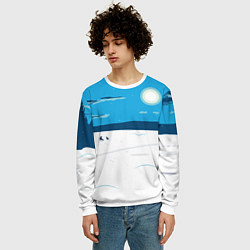 Свитшот мужской Зимняя рыбалка на озере, цвет: 3D-белый — фото 2