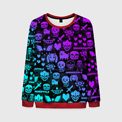 Свитшот мужской UNDERTALE NEON PATTERN УЗОР, цвет: 3D-красный