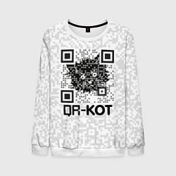 Свитшот мужской QR код котик, цвет: 3D-белый