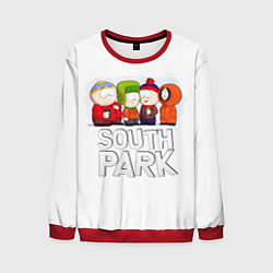 Свитшот мужской South Park - Южный парк Кенни, Кайл, Стэн и Эрик, цвет: 3D-красный