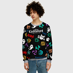 Свитшот мужской Электро стихия Геншин, цвет: 3D-меланж — фото 2