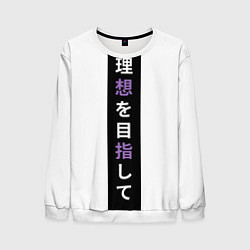 Свитшот мужской Надпись Стремление к идеалу в японском стиле, цвет: 3D-белый