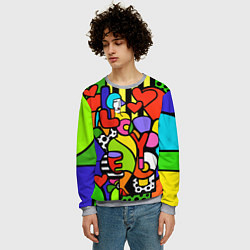 Свитшот мужской Romero Britto - love you, цвет: 3D-меланж — фото 2