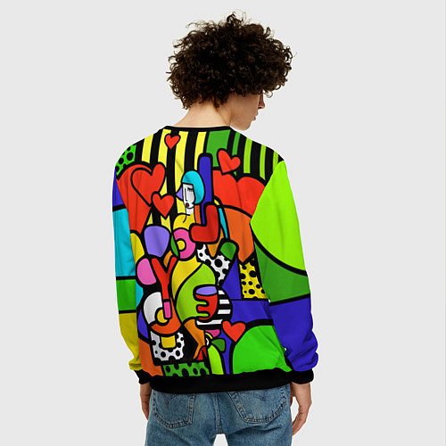 Мужской свитшот Romero Britto - love you / 3D-Черный – фото 4