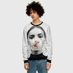 Свитшот мужской Девушка с кошачьим язычком, цвет: 3D-черный — фото 2