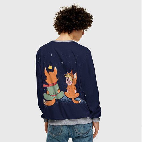 Мужской свитшот Маленький принц и лис смотрят на небо / 3D-Меланж – фото 4