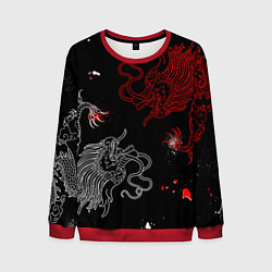 Свитшот мужской Китайский дракон Красно - Белый, цвет: 3D-красный