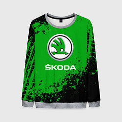 Свитшот мужской Skoda следы от шин, цвет: 3D-меланж