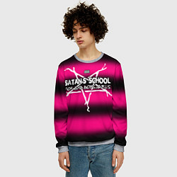 Свитшот мужской Satan school for bad boys and girls pink, цвет: 3D-меланж — фото 2